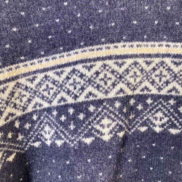 Mens Izod Jeans Fair Isle Lambswool Sweater Blue White XL Washable Lambswool - Picture 6 of 7